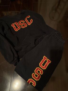 Black Varsity-Style Crewneck Sweatshirt with Cardinal & Gold Lettering